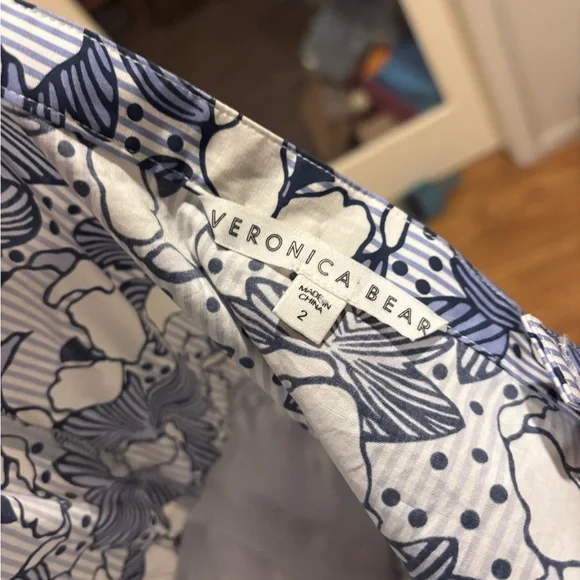 EUC Veronica Beard Cotton Marena Blue and White Dress Women's Size 2 - Picture 4 of 4